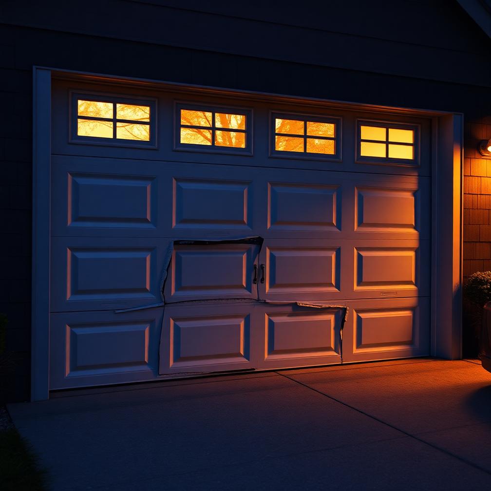 Car hit the door handled by 24hr Garage Door Installation emergency technicians