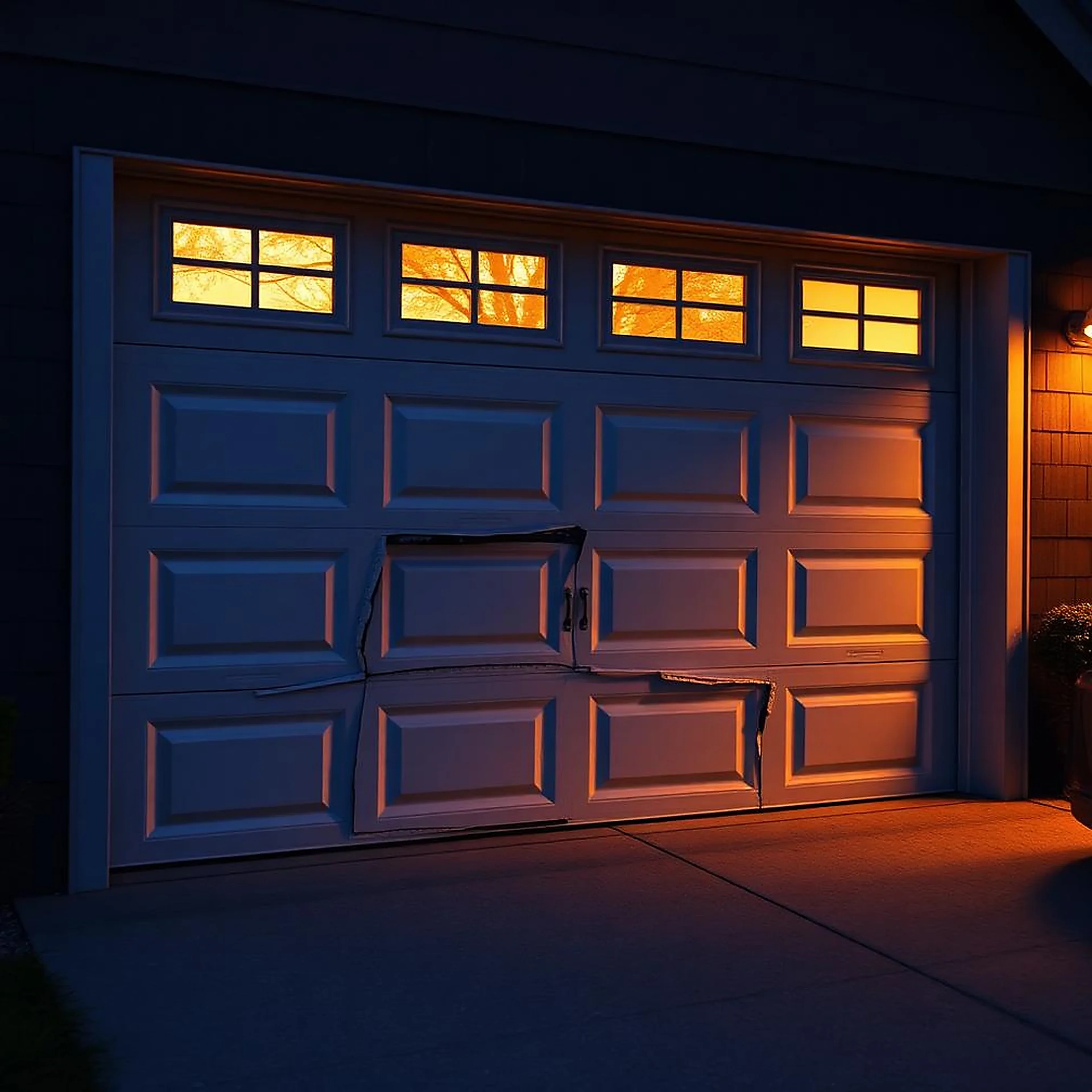 Car hit the door handled by 24hr Garage Door Installation emergency technicians