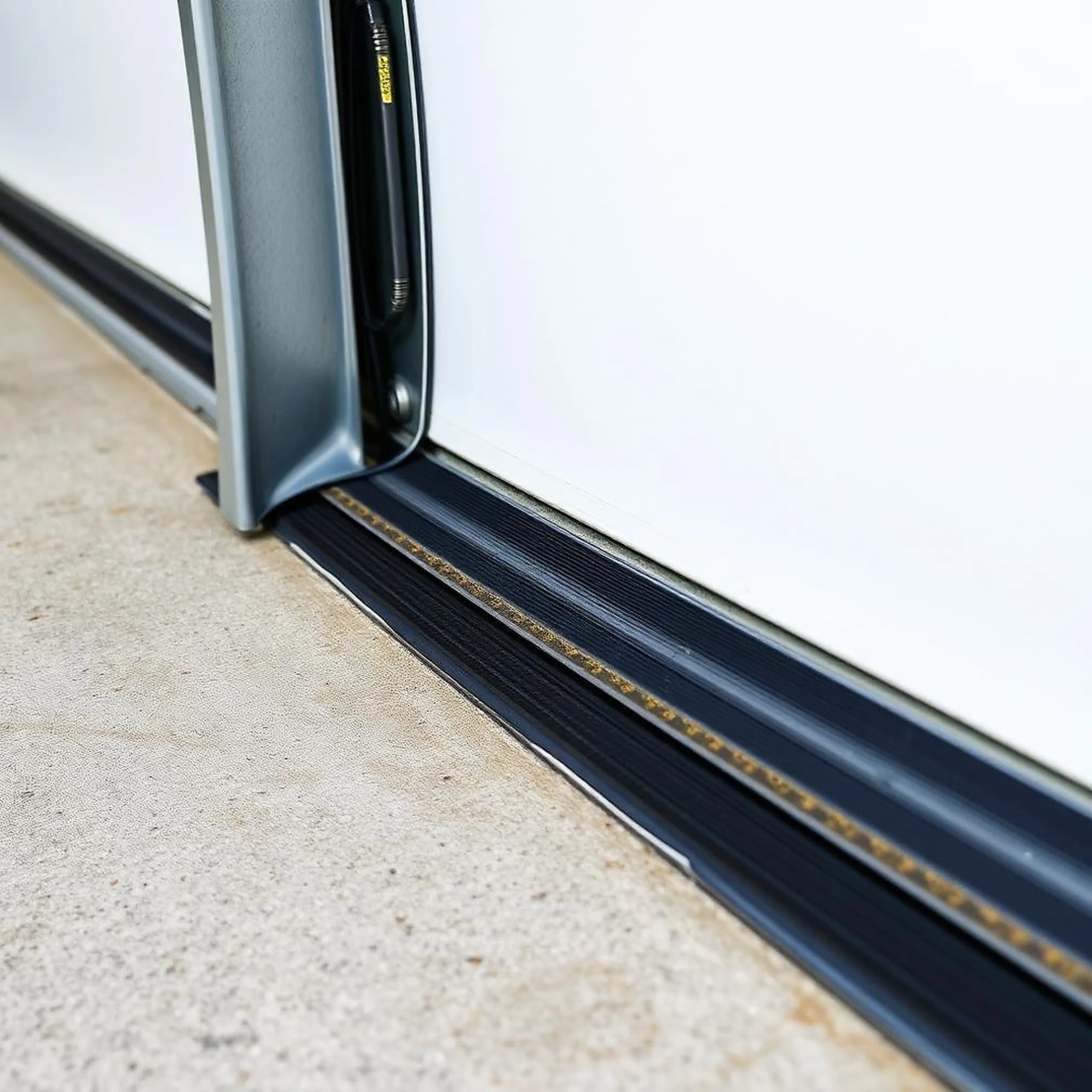 Rubber bottom weather seal on a residential garage door